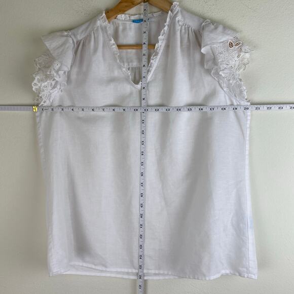 J. McLaughlin White Eyelet Ruffle Blouse Size M - Picture 9 of 9